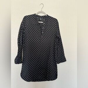 Uniqlo Black and Beige Polka Dot Tunic Top